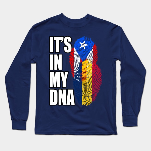 Chadian And Puerto Rican Mix DNA Flag Heritage Gift Long Sleeve T-Shirt by Just Rep It!!